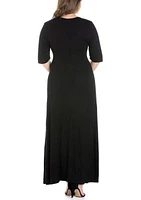 Plus Elbow Length Sleeve Maxi Dress