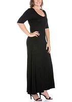 Plus Elbow Length Sleeve Maxi Dress