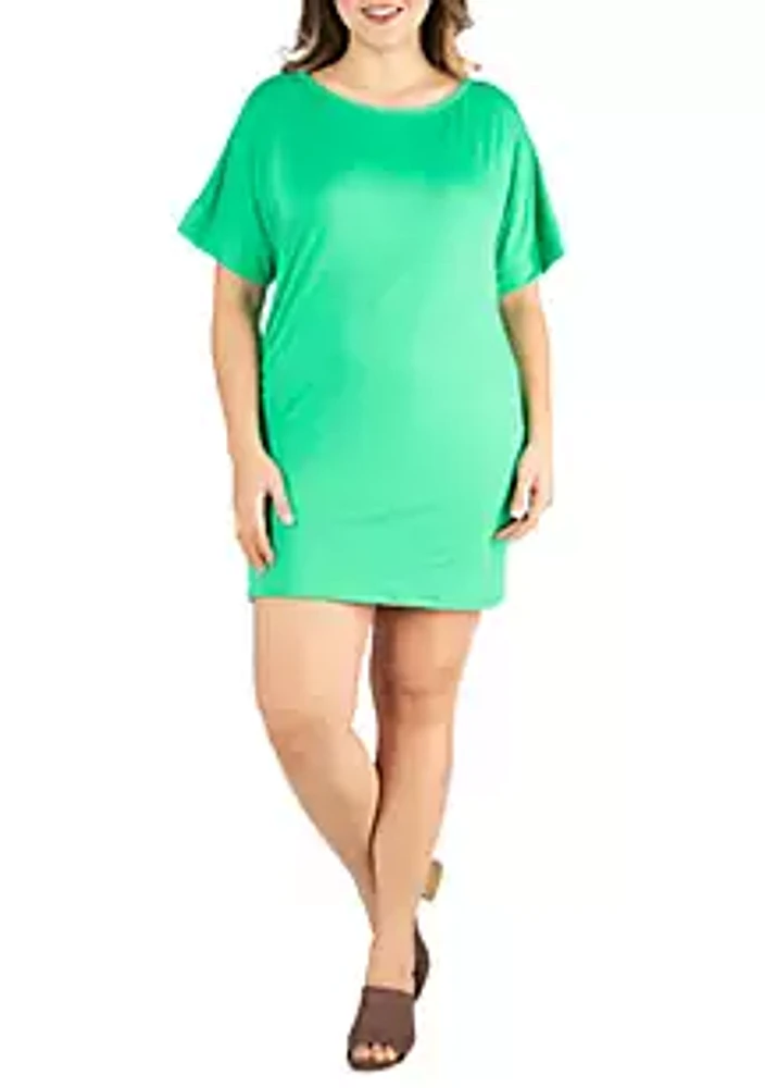 24seven Comfort Apparel Plus Loose Fitting T-Shirt Dress