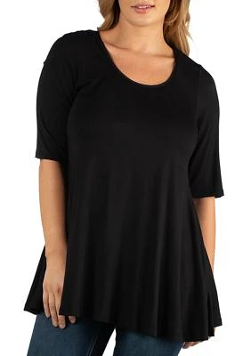 Plus Elbow Sleeve Tunic Top