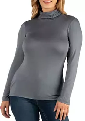 24seven Comfort Apparel Plus Classic Long Sleeve Turtleneck Top