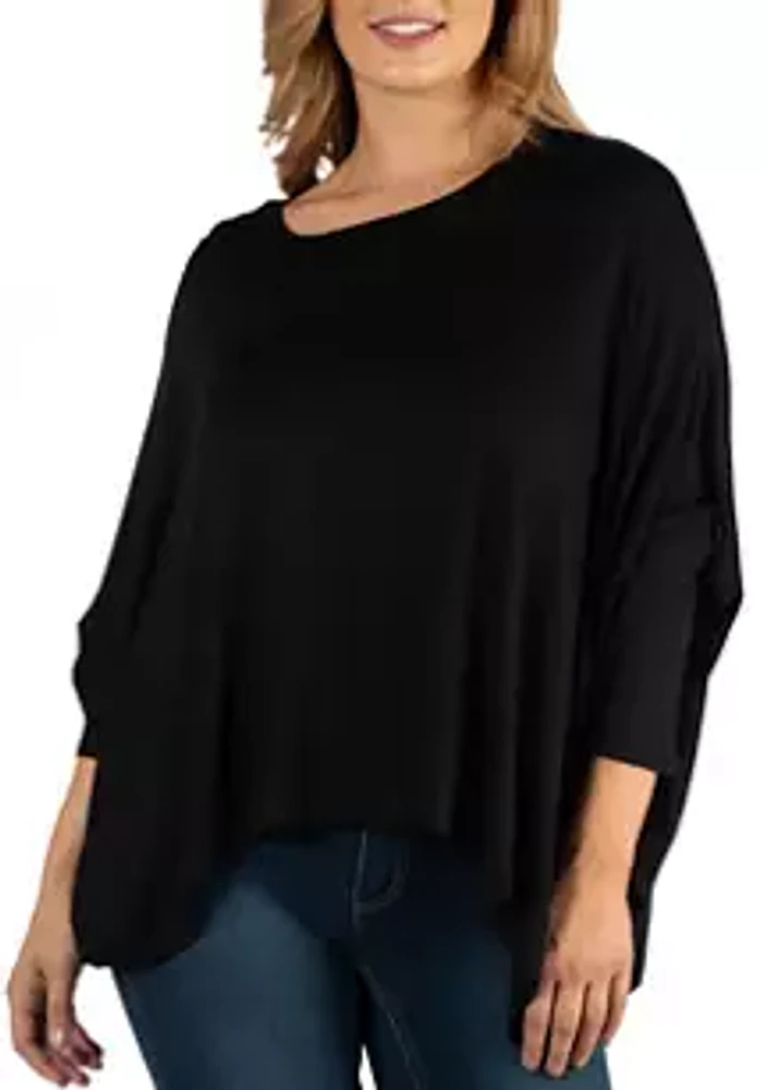 24seven Comfort Apparel Plus Long Sleeve Oversized Dolman Top