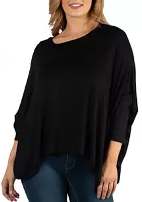 24seven Comfort Apparel Plus Long Sleeve Oversized Dolman Top