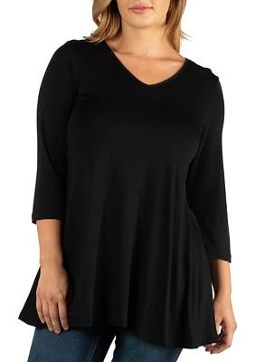 Plus 3/4 Sleeve V-Neck Tunic Top