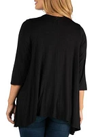 Plus Elbow Length Sleeve Open Cardigan