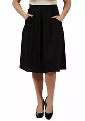24seven Comfort Apparel Plus Classic Black Knee Length Skirt