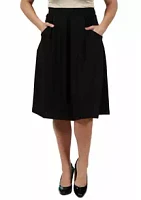 24seven Comfort Apparel Plus Classic Black Knee Length Skirt