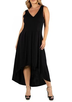 Plus Sleeveless Fit and Flare High Low Dress