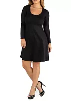 24seven Comfort Apparel Plus Long Sleeve Flared T-Shirt Dress