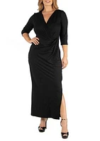 Plus Ankle Length Side Slit Formal Maxi Dress