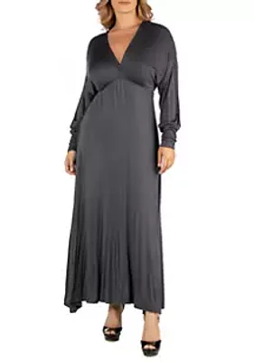 24seven Comfort Apparel Plus Formal Long Sleeve Maxi Dress