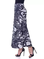 Black and White Floral Elastic Waist Ankle Length Comfortable Maxi Skirt