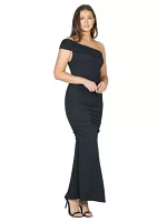 Formal One Shoulder Rouched Mermaid Maxi Dress