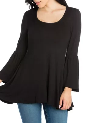 Women's Long Bell Sleeve Flared Tunic Top