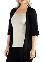 Women's Open Front Elbow Length Sleeve Cardigan