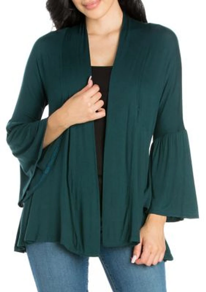 Women's Bell Sleeve Flared Open Front Cardigan