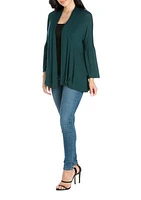 Women's Bell Sleeve Flared Open Front Cardigan