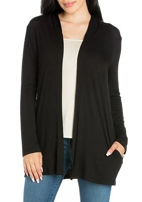 Women's Open Front Lightweight Hooded Cardigan