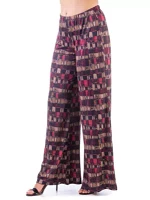 Red Print Elastic Waist Palazzo Pants