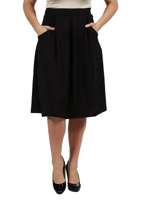 Classic Knee Length Black Skirt With Pockets