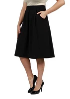 Classic Knee Length Black Skirt With Pockets