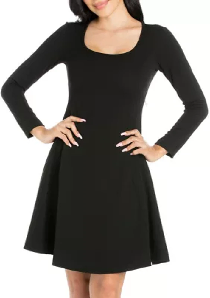 Women's Long Sleeve Knee Length Skater Dress