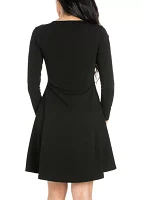 Women's Long Sleeve Knee Length Skater Dress