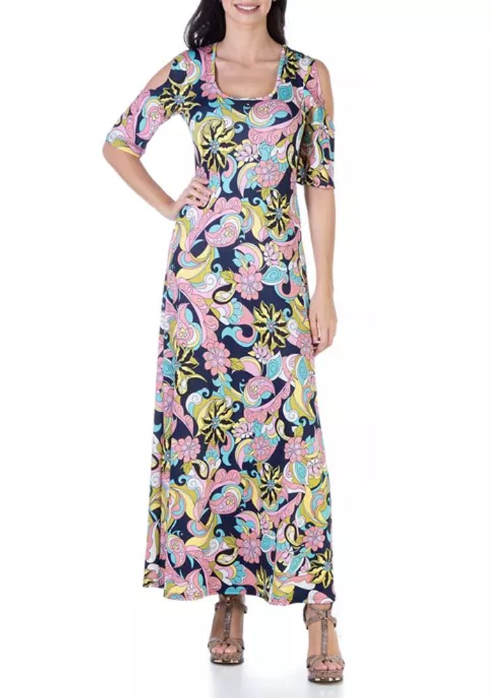 Belk Women's Floral Elbow Sleeve Flowy Maxi Dress | The Summit