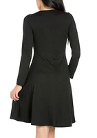 Women's Classic Long Sleeve Flared Mini Dress