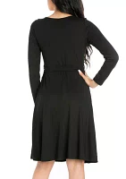 Women's Collared V-Neck 3/4 Sleeve Wrap Dress