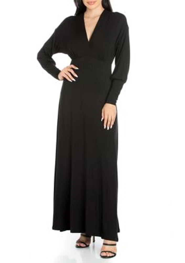 Women's V-Neck Long Sleeve Maxi Dress