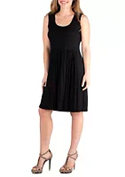 24seven Comfort Apparel Sleeveless Pleated Fit and Flare Dress