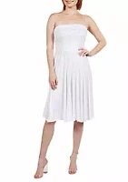 24seven Comfort Apparel Pleated Strapless Summer Dress