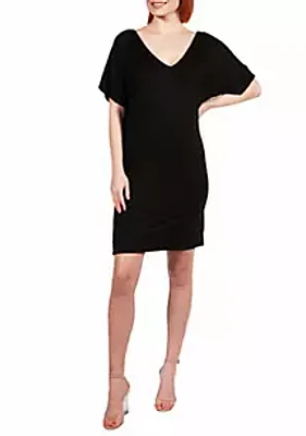 24seven Comfort Apparel V Neck Loose Fit Resort Dress