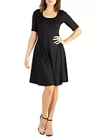 24seven Comfort Apparel Elbow Sleeve Knee Length Dress