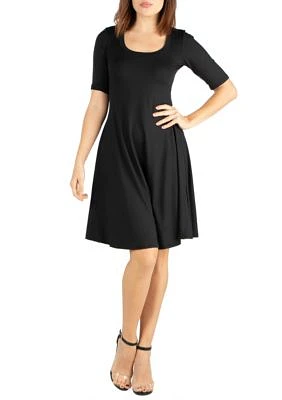 Elbow Sleeve Knee Length Dress