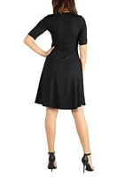 Elbow Sleeve Knee Length Dress