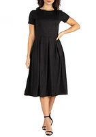 Short Sleeve Midi Skater Dress With Pockets