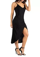 Spaghetti Strap Midi Wrap Dress