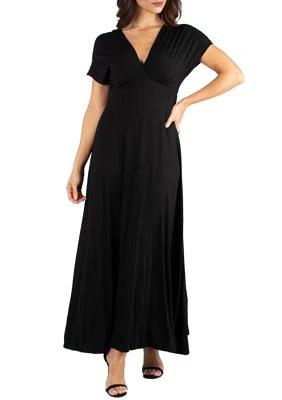 Empire Waist V Neck Maxi Dress