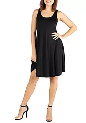 24seven Comfort Apparel Fit and Flare Knee Length Tank Dress