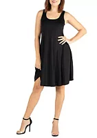 24seven Comfort Apparel Fit and Flare Knee Length Tank Dress