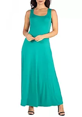 24seven Comfort Apparel Simple A Line Tank Maxi Dress