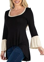 Women's Swing High Low Bell Sleeve Tunic Top