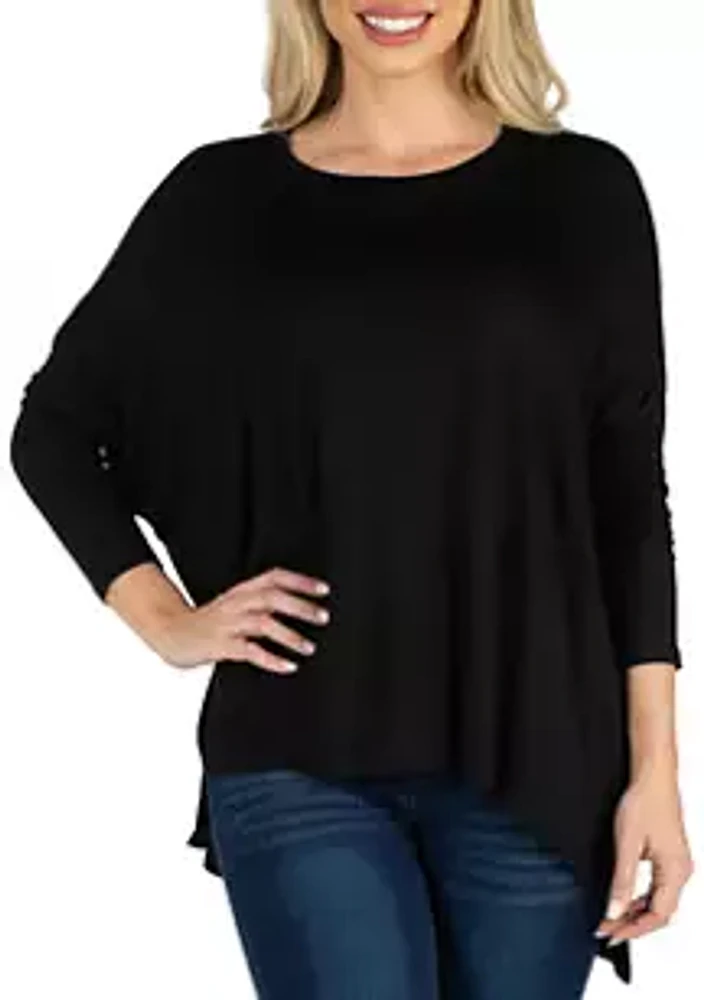 24seven Comfort Apparel Women's Loose Fit Dolman Sleeve Tunic Top