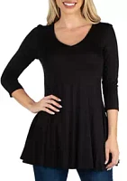 24seven Comfort Apparel Women's V-Neck Swing Tunic Top