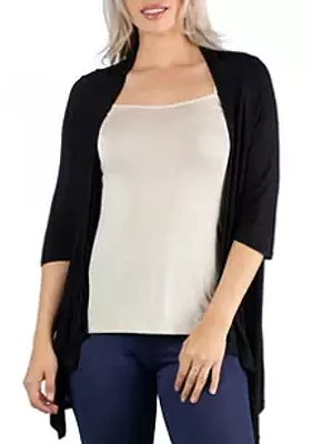 24seven Comfort Apparel Women's Elbow Length Sleeve Open Cardigan