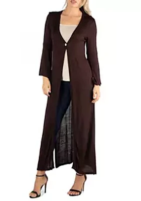 24seven Comfort Apparel Women's Long Sleeve Maxi Length Cardigan