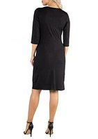 Women's 3/4 Sleeve Knee Length Wrap Dress