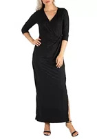 24seven Comfort Apparel Women's Ankle Length Side Slit Formal Maxi Dress